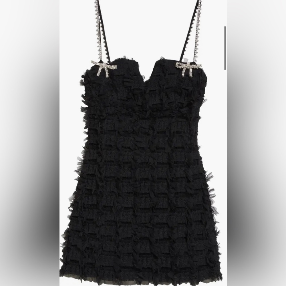 Rebecca vallance Embroidered tulle black dress